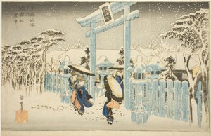 Il tempio di Gion nella neve (Gionsha setchu), dalla serie "Luoghi famosi di Kyoto (Kyoto meisho no uchi)" da Utagawa Hiroshige