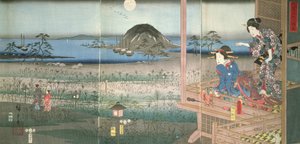 La Signora Fujitsubo osserva il Principe Genji partire al chiaro di luna, 1853