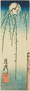 La scena Michiyuki dalla commedia Ohan e Choemon (Michiyuki, Ohan Choemon), sezione di un foglio dalla serie "Riflessioni di drammi in ritagli (Harimaze joruri kagami)"