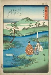 Il fiume gioiello Noji nella provincia di Omi (Omi Noji), dalla serie "Sei fiumi gioiello nelle varie province (Shokoku Mu Tamagawa)" da Utagawa Hiroshige