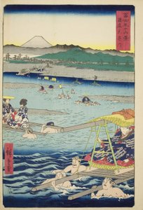 Il fiume Oi tra le province di Suruga e Totomi, dalla serie "Trentasei vedute del Monte Fuji"