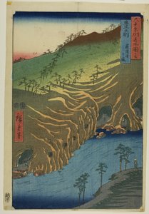 La strada sotto il tempio di Rakan nella provincia di Buzen, dalla serie "Cinquantatré stazioni del Tokaido".