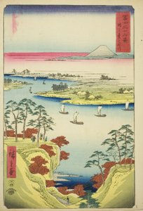 Il Fiume Tone a Konodai (Konodai Tonegawa), dalla serie "Trentasei Vedute del Monte Fuji (Fuji sanjurokkei)" da Utagawa Hiroshige