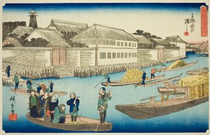 Il Traghetto di Yoroi (Yoroi no watashi), dalla serie "Vedute Eccezionali di Edo (Koto shokei)" da Utagawa Hiroshige