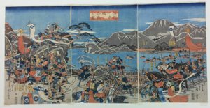 La battaglia di Kawanakajima nella provincia di Shinano. da Utagawa Hiroshige