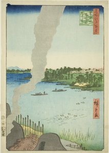 Fornaci di piastrelle e traghetto Hashiba sul fiume Sumida, dalla serie 