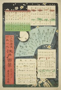 Pagina del titolo e indice dei contenuti per "Cento famosi vedute di Edo" da Utagawa Hiroshige