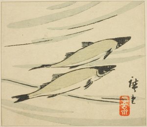 Trota, sezione di un foglio harimaze da Utagawa Hiroshige