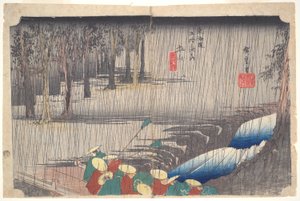 Pioggia primaverile a Tsuchiyama: Cinquantatré stazioni del Tokaido