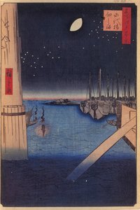 Tsukudajima e Ponte Eitai Cento Vedute Famose di Edo, 1856-1858 da Utagawa Hiroshige
