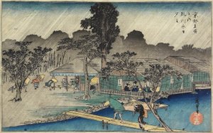 Pioggia crepuscolare a Tadasu Bank, c. 1834 da Utagawa Hiroshige