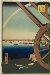 Ushimachi a Takanawa (Takanawa Ushimachi), dalla serie "Cento vedute famose di Edo (Meisho Edo hyakkei)".