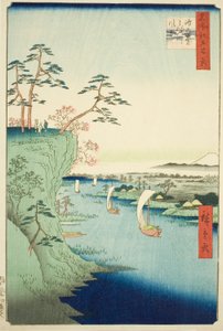 Veduta di Konodai e del fiume Tone (Konodai Tonegawa fukei), dalla serie "Cento famose vedute di Edo (Meisho Edo hyakkei)" da Utagawa Hiroshige