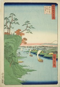 Veduta di Konodai e del fiume Tone, dalla serie "Cento vedute famose di Edo"
