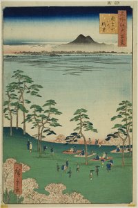 Vista a nord dalla collina di Asuka (Asukayama kita no chobo), dalla serie "Cento vedute famose di Edo (Meisho Edo hyakkei)".