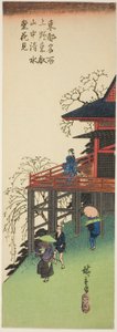 Ammirando i fiori di ciliegio dalla Sala Kiyomizu a Toeizan in Ueno, dalla serie "Vedute famose della Capitale Orientale" da Utagawa Hiroshige