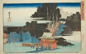 Visita al Tempio Fudo a Meguro (Meguro Fudo mode), dalla serie "Luoghi famosi di Edo (Koto meisho)" da Utagawa Hiroshige