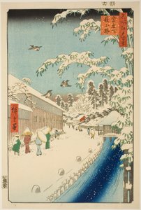 Strada Yabu ai piedi della collina di Atago (Atagoshita yabukoji), dalla serie "Cento vedute famose di Edo (Meisho Edo hyakkei)" da Utagawa Hiroshige