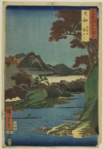 Provincia di Yamato: Monte Tatsuta e fiume Tatsuta (Yamato, Tatsutayama, Tatsutagawa), dalla serie "Luoghi famosi delle sessanta province (Rokujuyoshu meisho zue)". da Utagawa Hiroshige