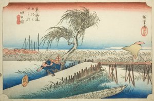 Yokkaichi: Fiume Mie (Yokkaichi, Miegawa), dalla serie "Le cinquantatré stazioni del Tokaido (Tokaido gojusan tsugi no uchi)", conosciuta anche come Hoeido Tokaido