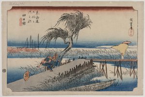 Yokkaichi: Vista del fiume Mie, dalla serie Le cinquantatré stazioni del Tōkaidō