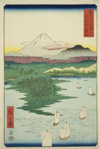 Yokohama a Noge nella provincia di Musashi (Musashi Noge Yokohama), dalla serie "Trentasei vedute del Monte Fuji (Fuji sanjurokkei)" da Utagawa Hiroshige