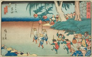 Yoshida—N. 35, dalla serie "Le cinquantatré stazioni del Tokaido" da Utagawa Hiroshige
