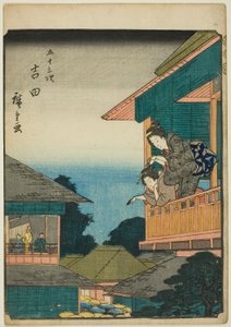Yoshida, dalla serie "Le cinquantatré stazioni del Tokaido (Gojusan tsugi)," conosciuta anche come il Tokaido delle figure (Jinbutsu Tokaido) da Utagawa Hiroshige