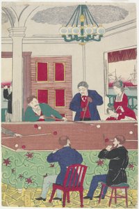 Stranieri al gioco del biliardo, fine XIX secolo da Utagawa Hiroshige III