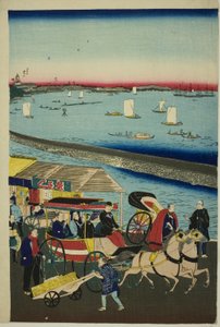 Immagine della ferrovia a vapore a Yatsuyama, Tokyo (Tokyo Yatsuyama shita kaigan jokisha tetsudo no zu)