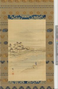 Paesaggio fluviale: depositi di legname e zattere, metà XIX secolo da Utagawa Hiroshige II