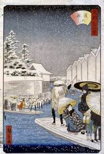 Barche sotto la neve, Giappone - stampa di Hiroshige da Utagawa II Hiroshige