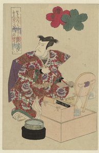 Uomo al suo tavolo da toeletta da Utagawa Kunisada (I) (attributed to)