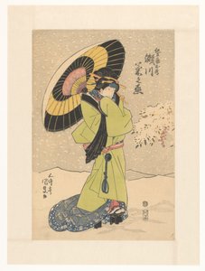 Concubina Mekame nella neve con ombrello da Utagawa Kunisada (I)