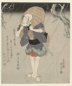 Uomo in impermeabile di paglia da Utagawa Kunisada (I)