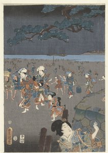 Raccolta di conchiglie sulla spiaggia di Akashi da Utagawa Kunisada (I)