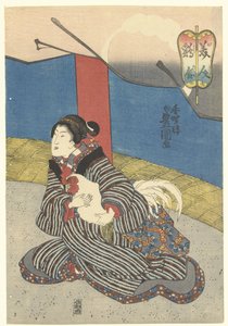 Bellezze a un combattimento di galli da Utagawa Kunisada (I)