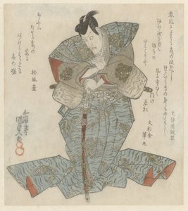 Signore in piedi con kimono blu