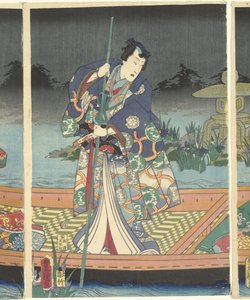 Onde nemiche si avvicinano al moderno principe Genji da Utagawa Kunisada (I)