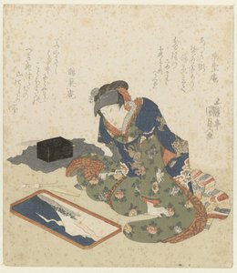 Donna che fa un dipinto di sabbia da Utagawa Kunisada (I)