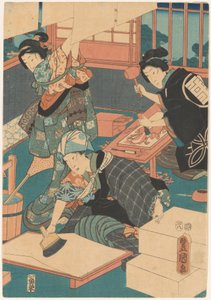 Donne che fanno stampe (parte centrale) da Utagawa Kunisada (I)
