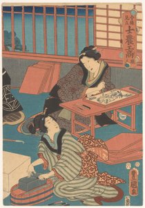 Donne che fanno stampe (parte destra) da Utagawa Kunisada (I)