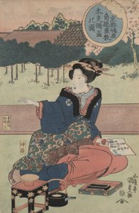 Cortigiana con tazza di sake da Utagawa Kunisada