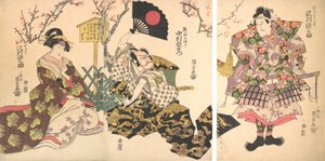Scena Kabuki al campo di Kumagai, dal dramma La cronaca della battaglia di Ichinotani da Utagawa Kunisada