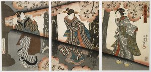 Scena notturna con ragazze e lanterne da Utagawa Kunisada