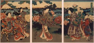 Farfalle e peonie da Utagawa Kunisada