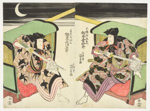 Duello con la spada di notte da Utagawa Kunisada