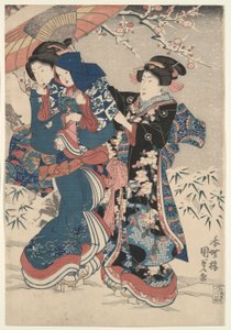 Battaglia di neve da Utagawa Kunisada