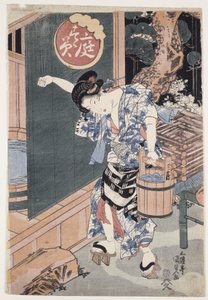 La vasca da bagno in giardino da Utagawa Kunisada
