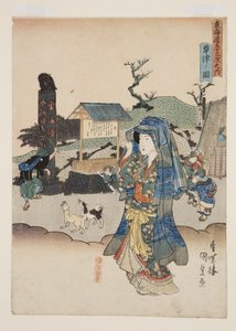 Veduta di Kusatsu (stampa xilografica a colori) da Utagawa Kunisada